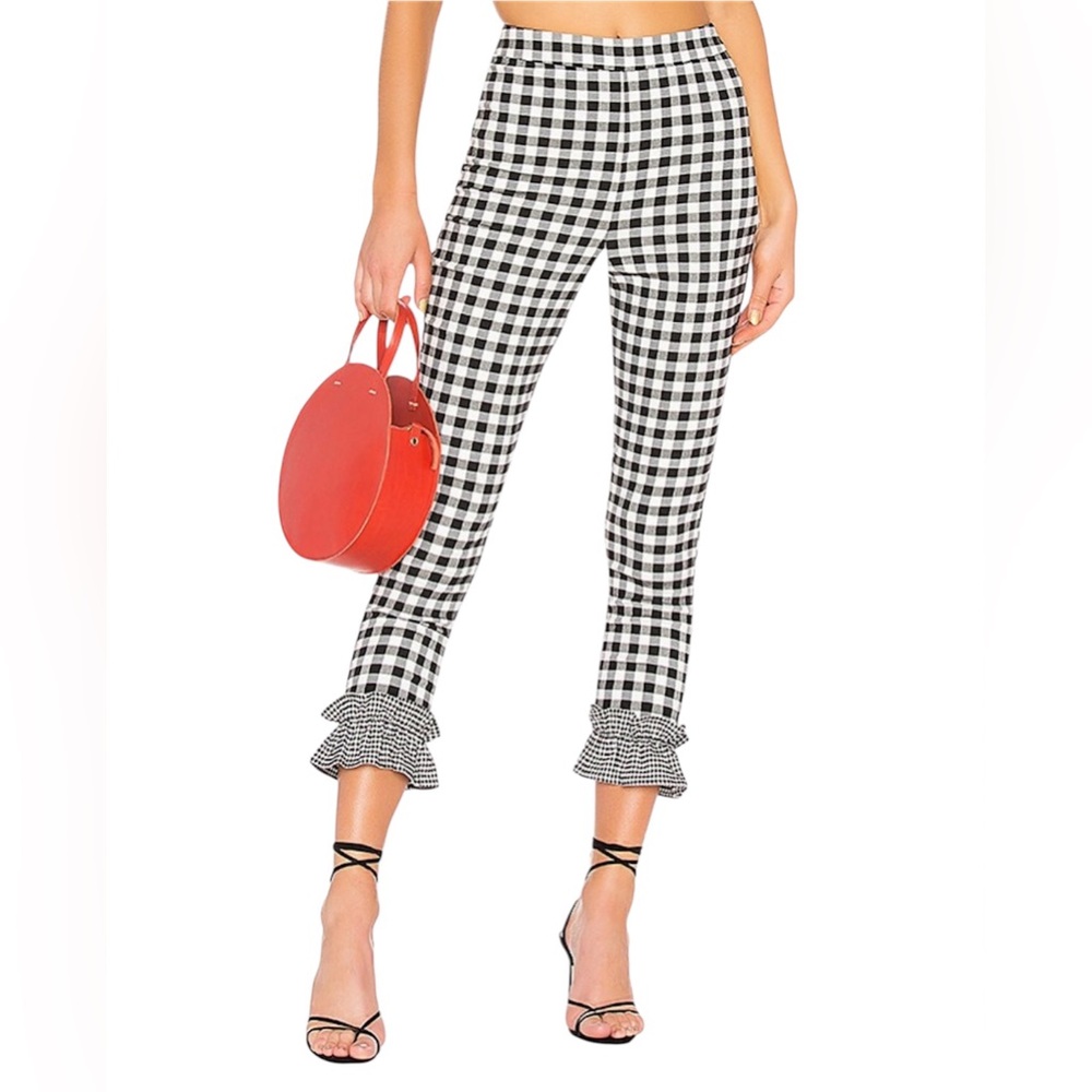Lovers + Friends Cropped Patterson Pants in Black and White Checkers ~ Small